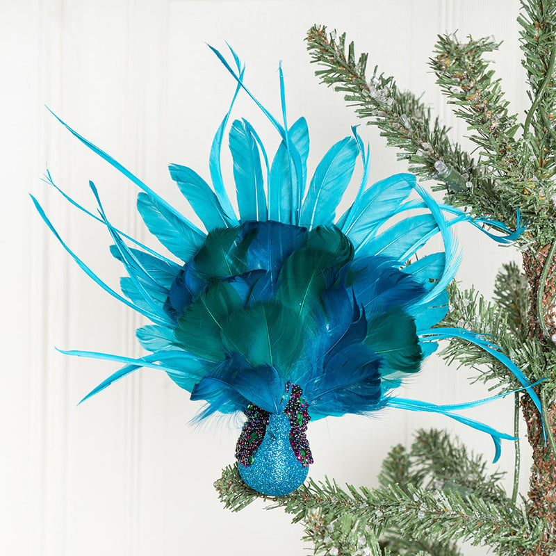 10 Pcs Christmas Glitter Peacock Ornaments Artificial Hanging Decorations for Tree Wall Door Party