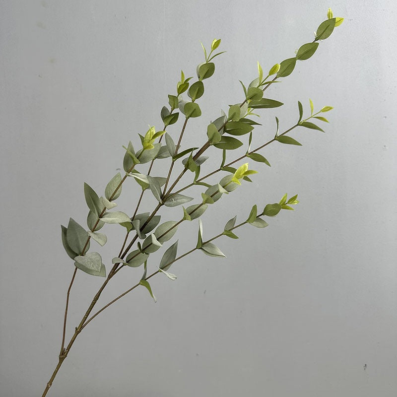 Artificial Eucalyptus Stem, Single Stem with 9 Branches, Faux Silk Fabric Greenery, Bendable, for Wedding, Home Decor & Events