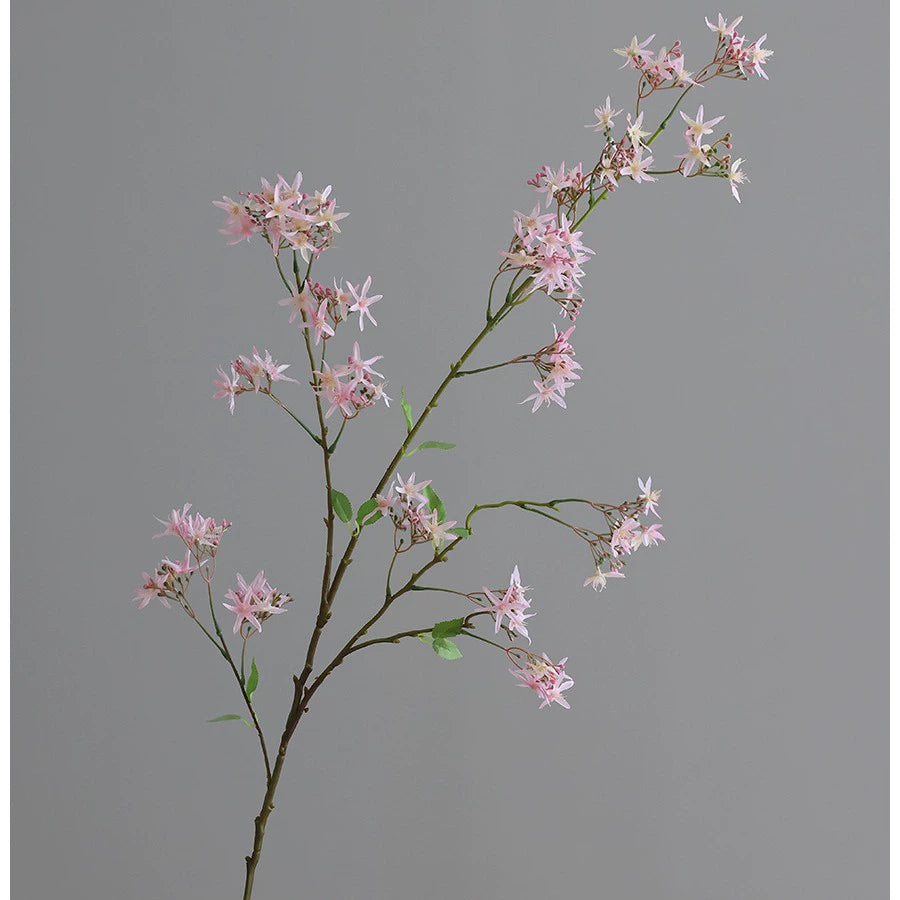 49.2 Inch Artificial Water Jasmine Flowers, Realistic Petals & Green Leaves, for Home Decor, Wedding, Garden, Party Decoration