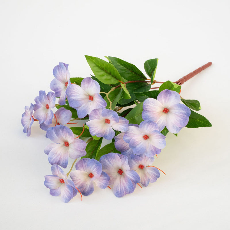 Artificial Impatiens Bouquet with 14 Blooms, Silk-Like Fabric, 16" Height, UV-Resistant for Indoor & Outdoor Use