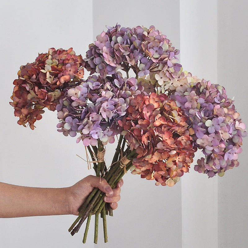 Artificial Hydrangea Bouquet, 3 Stems with 3 Blooms, PVC & Faux Silk, Bendable Stems, Wedding & Home Decor