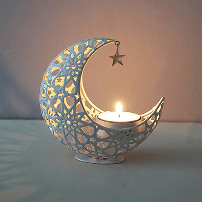 Bulk Moon Shape Candle Holder Hollow Out Candlestick for Home Office Wedding Anniversary Valentine's Day Table Centerpiece Decorations Wholesale