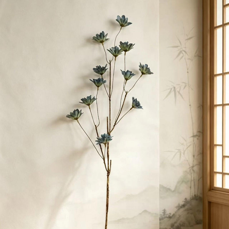 Artificial Delphinium Bush with 12 Blooms, 19" Silk-Like Faux Flowers for Home Decor, Weddings & Events