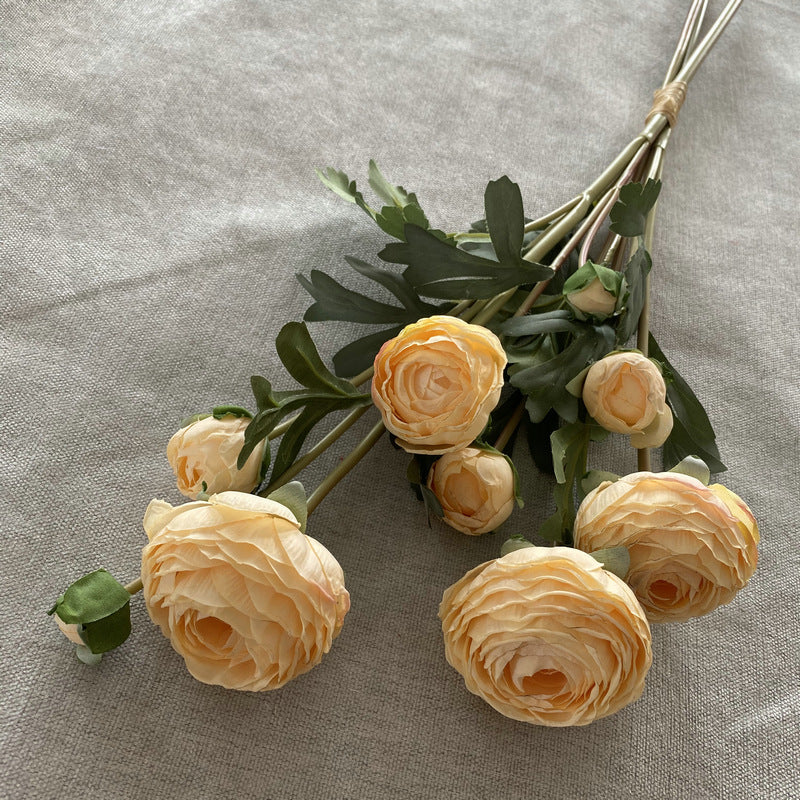 Hand-Tied Bouquet of 9 Multi-Layered Lotus Flowers, Faux Silk Floral Arrangement for Weddings, Home Decor, and Events