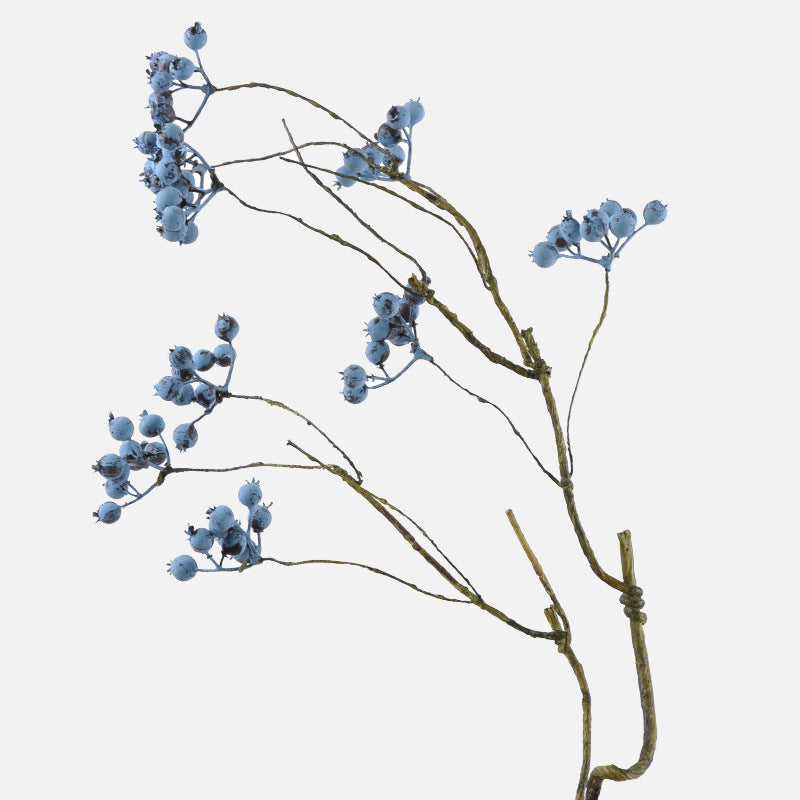 Artificial Blueberry Berry Stem, Single Stem with 9 Berry Clusters, Foam Faux Berries for Wedding & Home Decor