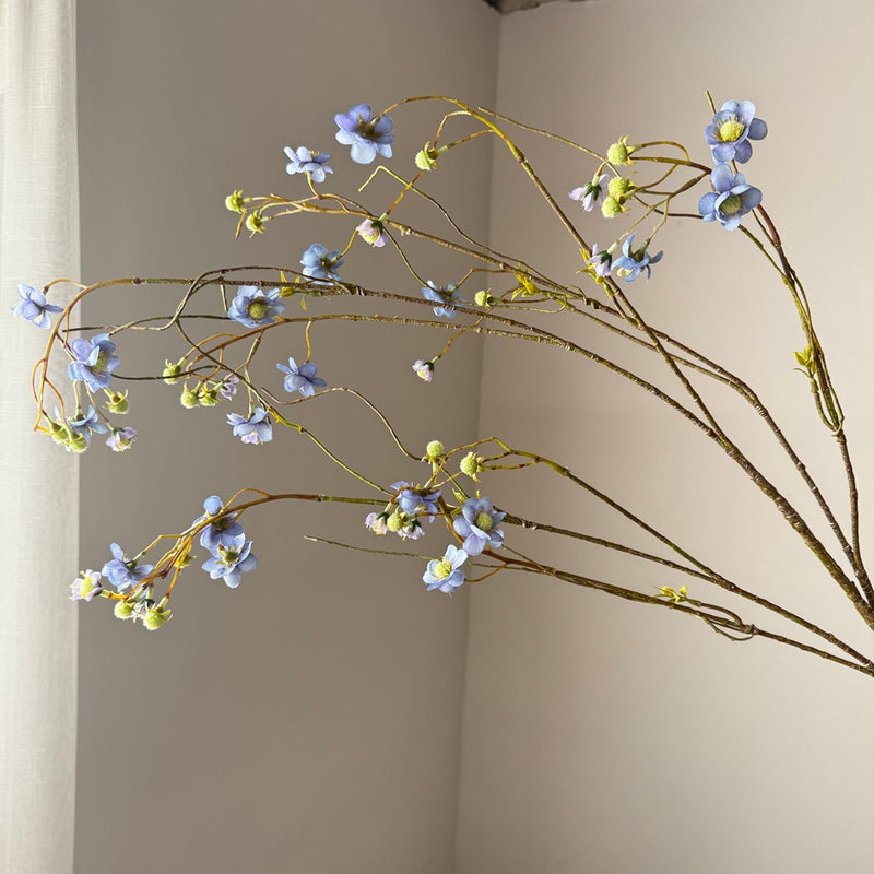 Long Stem Pearl Plum Delphinium Artificial Flower, 52", Silk, White/Blue/Yellow, Wedding, Home Decor, Event Styling