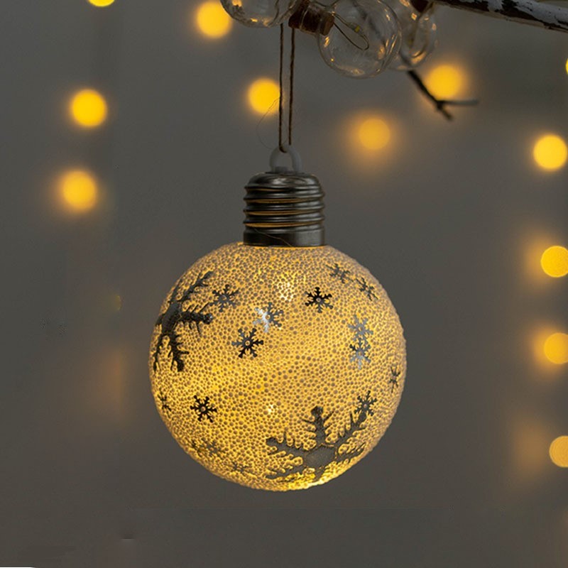 Light Up Snowflake Elf LED Christmas Ball Ornaments, 6 Pcs, Hanging Xmas Tree Decorations