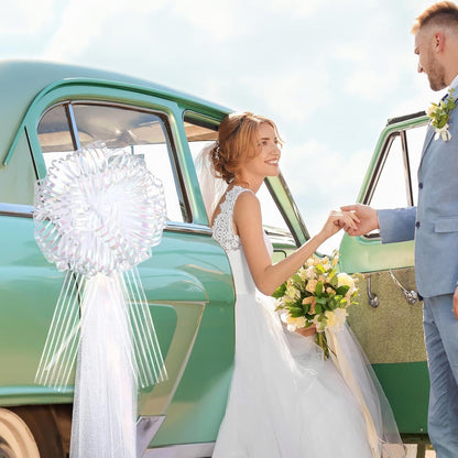 Church Wedding Aisle Chair Decor Kits (5-Pack) – 2m Tulle + White Ribbons per Set