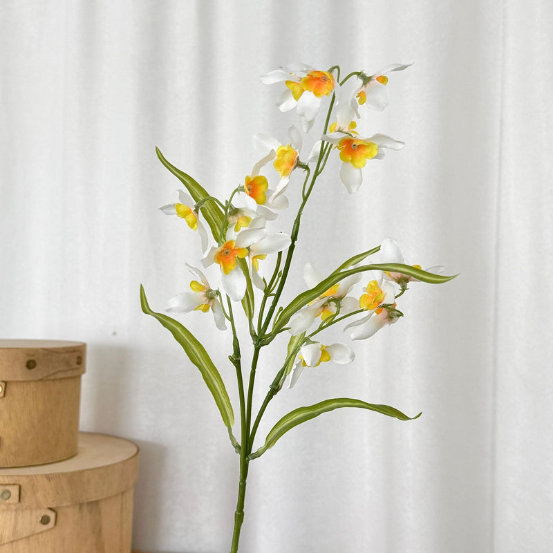 Artificial Orchid Bush, Small Cymbidium, 20" Tall, Silk-Like Fabric, Modern Style, for Wedding, Home, Office Decor