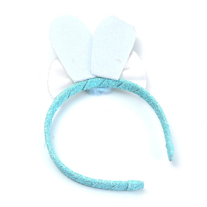 Kids Easter Bunny Ears Headband - Cartoon Bow Glitter Pom-pom Hair Hoop