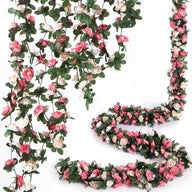 Bulk 8 Pcs Flower Garland 2025 Silk Rose Vine Greenilk Leaves Wedding Arch Boho Wall Decor Reusable Hypoallergenic Party Wholesale