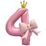 Pink Bow Number Balloons - 21 Inch Foil Balloons for Girls Birthday Decor Kids Outdoor Photo Props Party Scene Setup