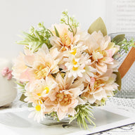 Wedding Floral Backdrop Decor Dahlia Bouquet Kit Silk with Bendable Steel Stems for Venue Styling