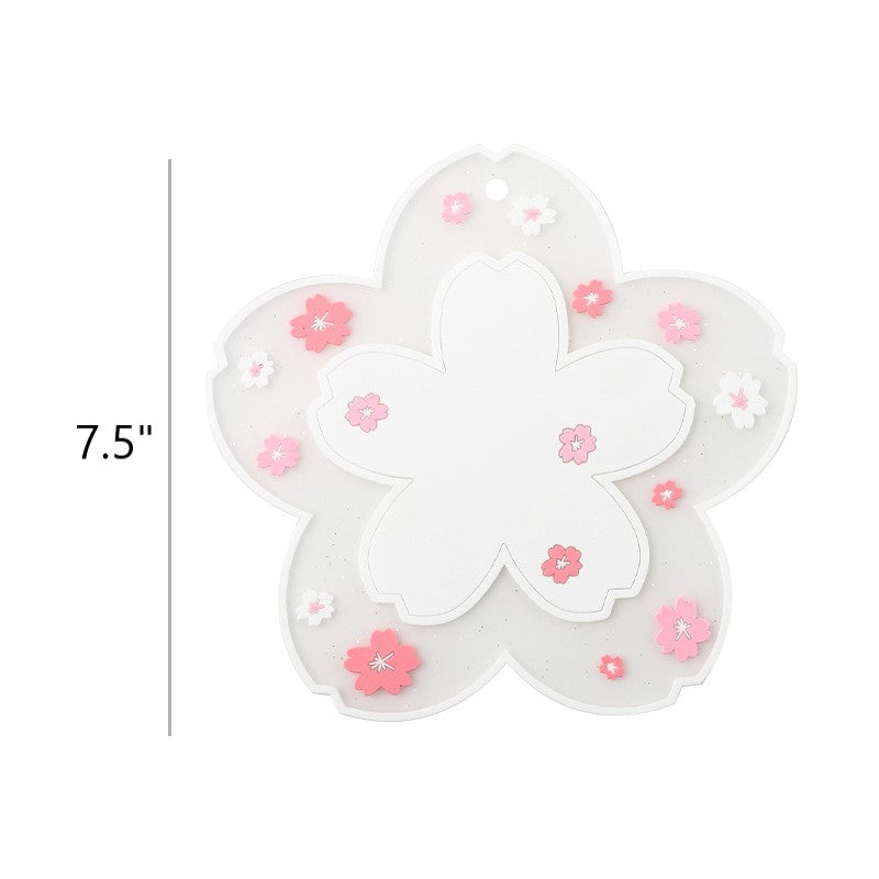 Bulk 3 Pcs PVC Sakura Coasters Cute Non-Slip Washable Silicone Placemat for Party Dining Decor Wholesale