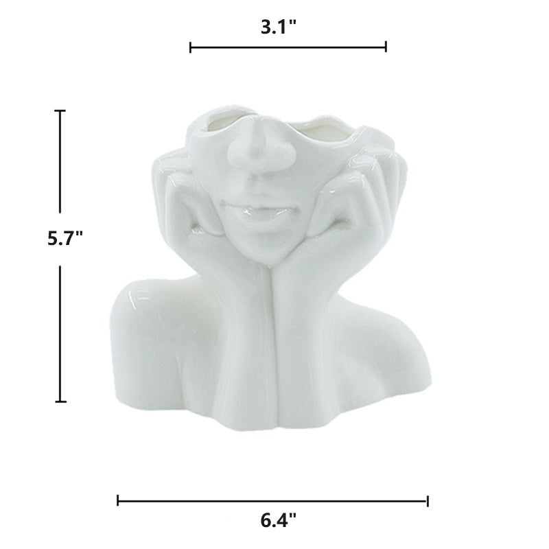 Bulk 1pc Boho Vases Double Hand Face Arm Half Body Portrait Decoration Vase Desktop Decoration for Home Living Room Office Bookshelf Wholesale