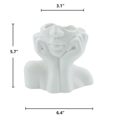 Bulk 1pc Boho Vases Double Hand Face Arm Half Body Portrait Decoration Vase Desktop Decoration for Home Living Room Office Bookshelf Wholesale