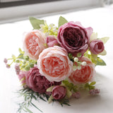 Premium Real Touch 6 pcs Silk Roses Luxury Wedding Bridal Bouquets & Persian Décor Centerpiece for Vase Table Arrangements