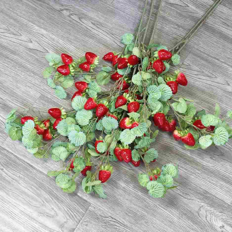 Artificial Wild Berry Bush with Strawberry Fruits, 35" Tall, Foam Material for Home Decor, Wedding Arrangements