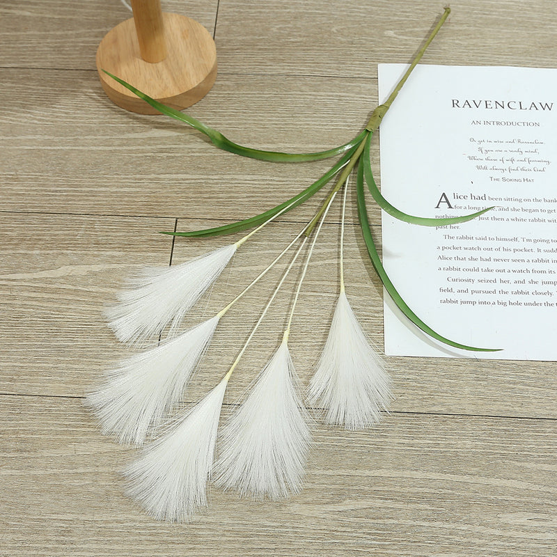 20" Artificial Pampas Grass Stem, Single Feather Reed Stem for Wedding Centerpieces & Home Decor, Realistic Faux Silk Pampas