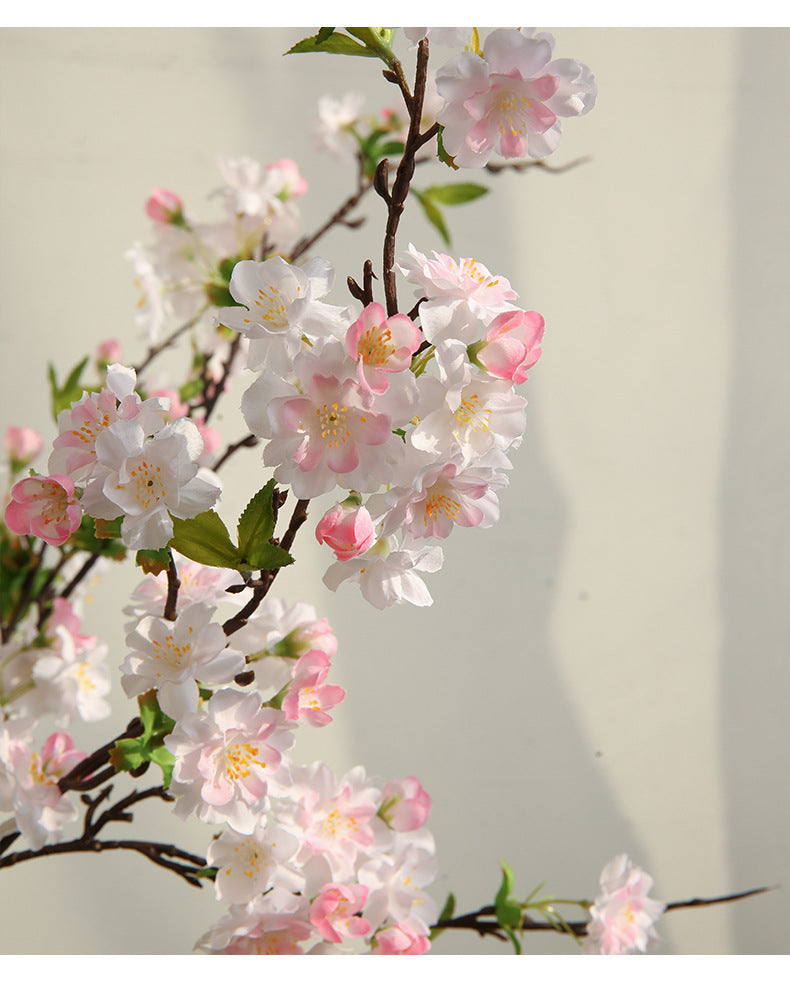 Single Stem Cherry Blossom Artificial Flower, Modern Elegant Silk Floral Decoration for Home, Wedding, and Commercial Spaces, 36"