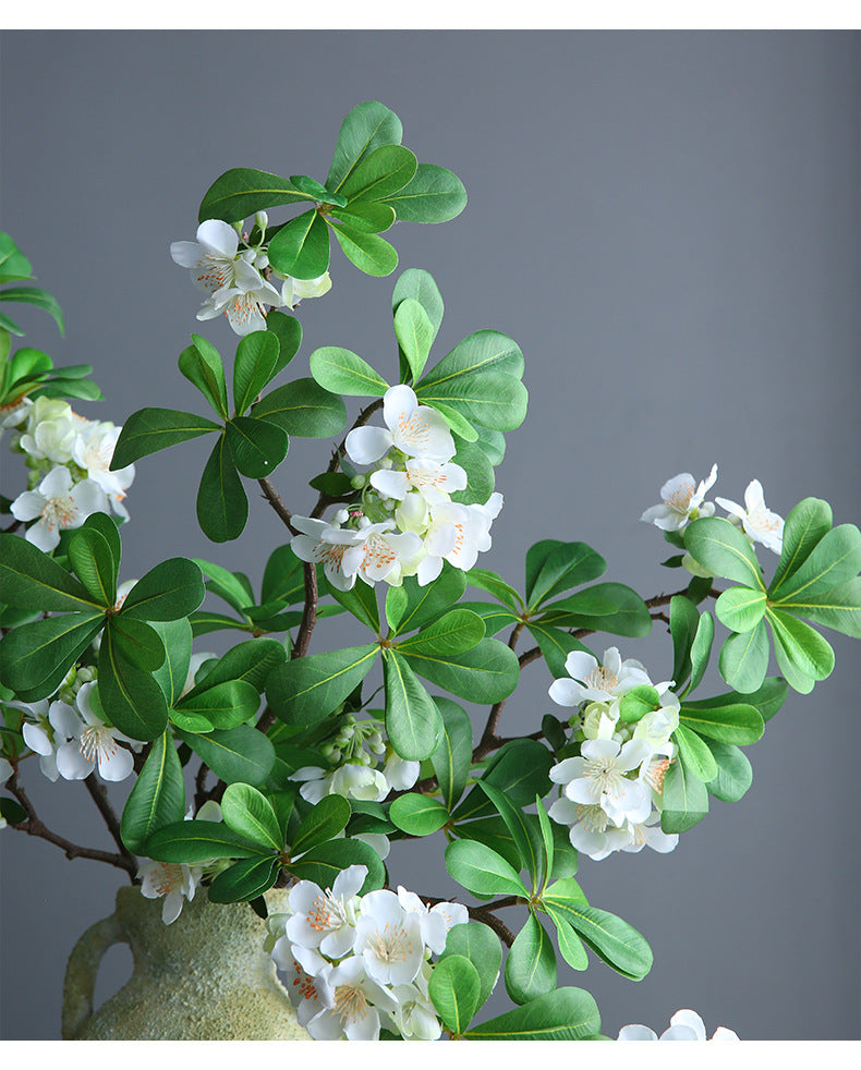 Artificial Pittosporum Flower Stem, Single Stem with 15 Blooms, 31" Tall, Silk Material, White or Purple, Modern Decor for Home, Wedding, or Commercial Spaces
