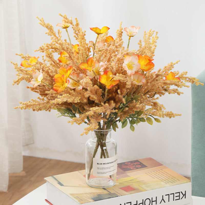 Artificial Wildflower Bush with 7 Blooms, 14" Tall, Silk-Like Fabric, Indoor Decor