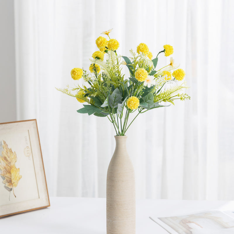 Artificial Dandelion Hydrangea Bush, 8 Blooms, 14" Tall, Plastic, Wedding Decor, Home Decor, Event Styling