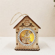Christmas Ornaments Set 6 Pcs Glowing Hollow-Carved Santa Claus Snowman Elk Bell Tabletop Decorations