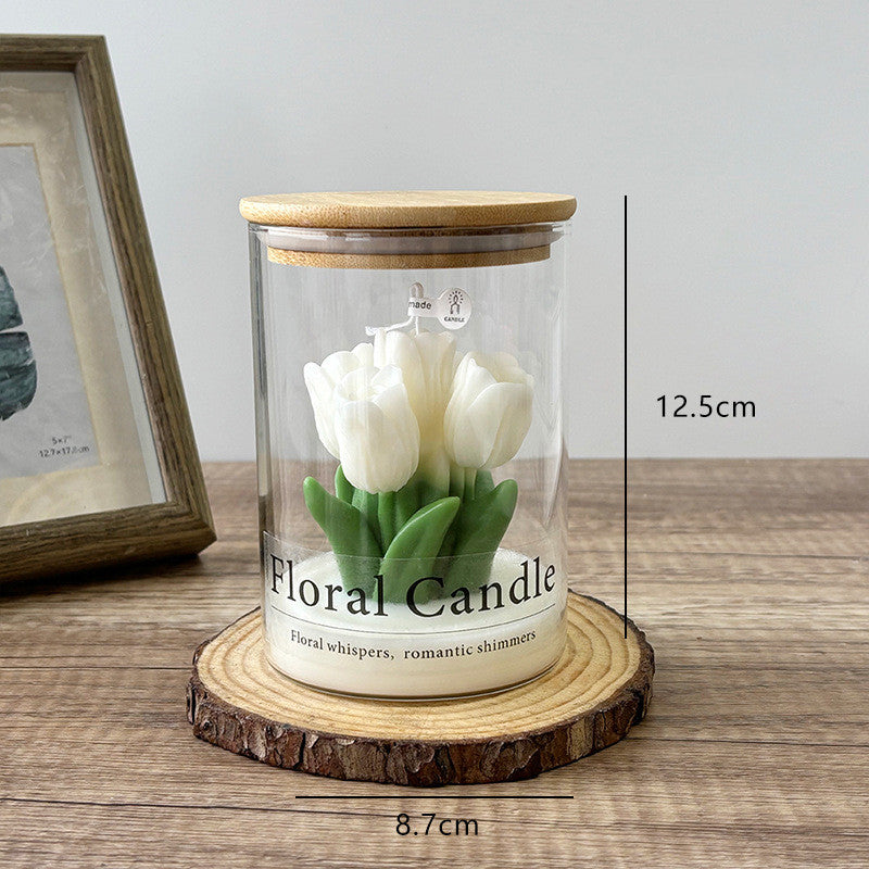 Valentine's Day Tulip Floral Aromatherapy Candle - Ins Vibe Gift Glass Jar Candle
