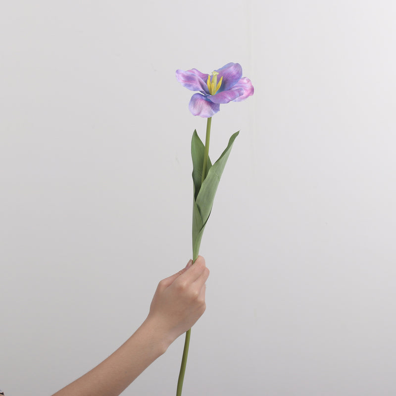 Single Stem PU Tulip, Realistic Artificial Flower, 26" Tall, Perfect for Weddings & Home Decor