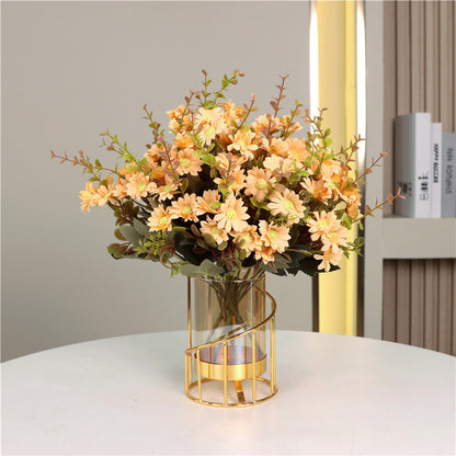 Bulk 1pc Golden Glass Flower Vase With Metal Frame Modern Geometric Candle Holders Wedding Home Decoration For Office Room Decor Home Decor Wholesale
