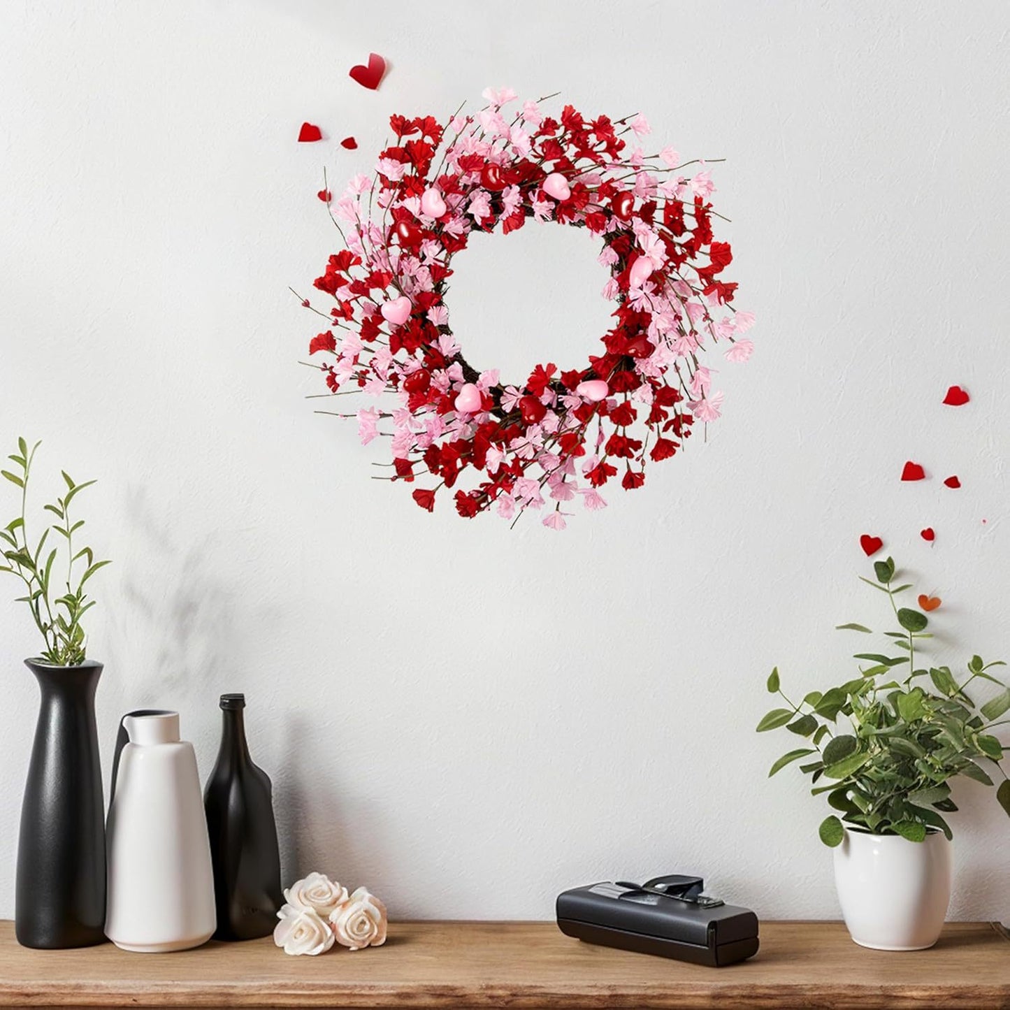 Valentine's Day Faux Forsythia Wreaths (6 Styles/Sizes) - Pink & Red Romantic Decor