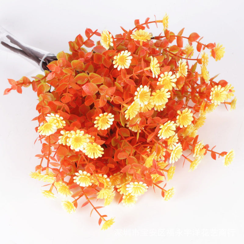 8 Bundles Autumn Mum Daisy Bush Artificial Flowers UV Resistant Outdoor Plants
