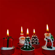 3 Pcs Christmas Candle Set with Santa Claus, Xmas Tree, Pine Cone in Gift Box for Holiday Home Decor