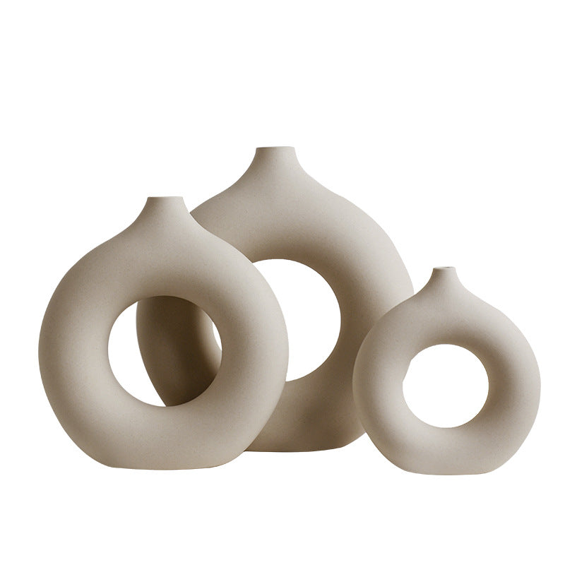Bulk Matte Rounds Ceramic Vase with Hole Pampas Vase Decor for Weddings Dinner Table Party Wholesale