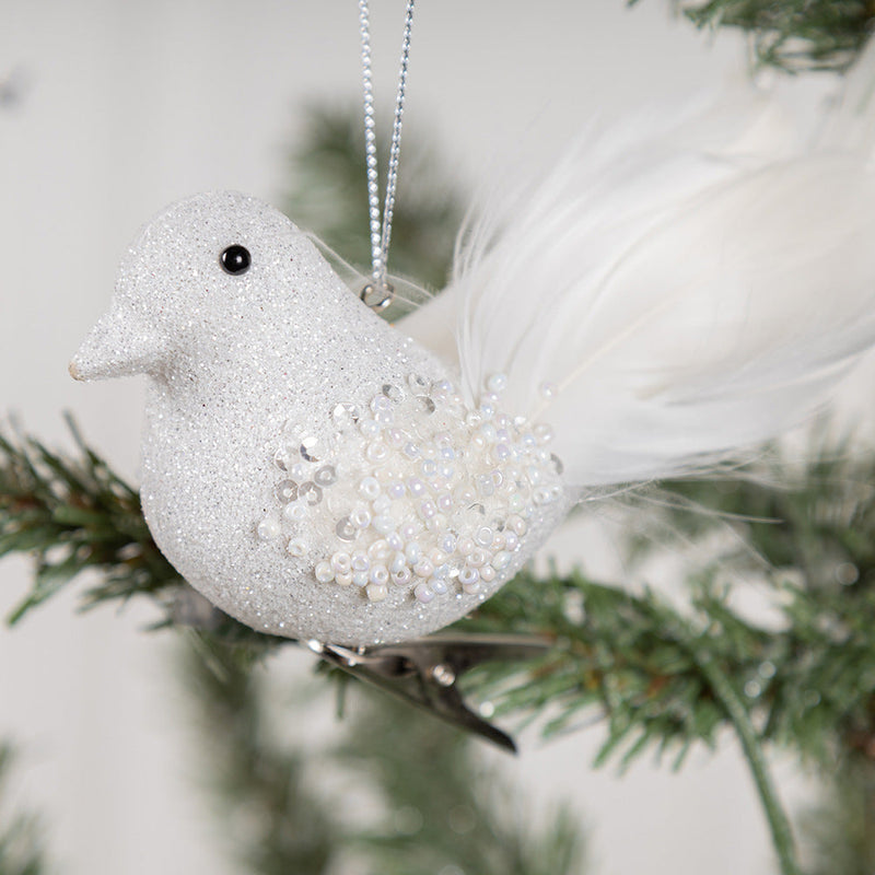10 Pcs Artificial Christmas Bird Ornaments Glitter Foam Feathered Decorations for Wreath Tree Topper Crafts