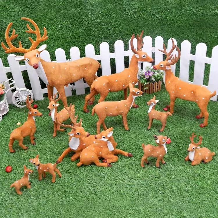 Christmas Sika Deer Ornament Plush Toy Bulk Set for Home Table Decoration