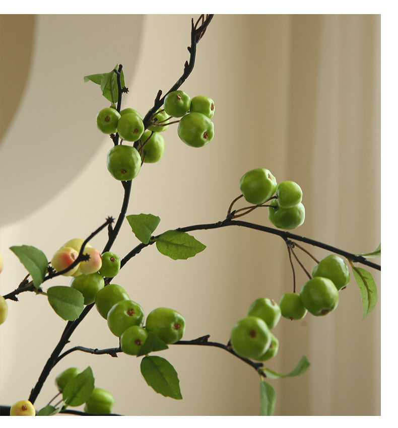 Artificial Crabapple Stem with 36 Blooms, 41" Long Single Branch Faux Silk Floral, Rustic Decor for Home Wedding Centerpiece