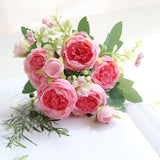 Premium Real Touch 6 pcs Silk Roses Luxury Wedding Bridal Bouquets & Persian Décor Centerpiece for Vase Table Arrangements