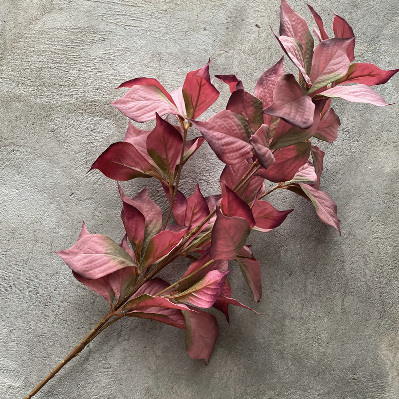 Single Stem Faux Hazel Leaf, 100cm Long, Velvet Fabric, Perfect for Weddings, Home Decor, and Commercial Displays