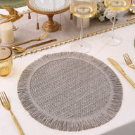 Paper Woven Tassel Placemats - 15" Round (6-Pack) | Non-Slip Cup Mat & Heat-Resistant Table Pad for Home Decor