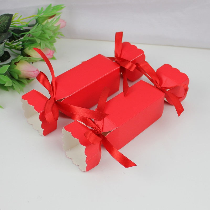 Bulk 100 Pcs Candy Shaped Gifts Boxes with Ribbon for Wedding Party Wrap Bag Wholesale