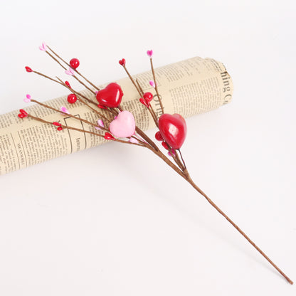 Valentine's Day Heart Berry Decor Stem (13") - DIY Floral Arrangement for Valentine's | As Pictured