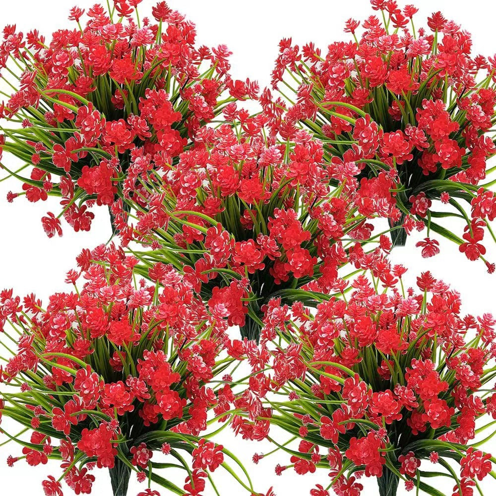 Premium UV Resistant Artificial Flowers 10 Bundles Fake Plants for Outdoor Porch Patio Garden Hanging Planter Decor