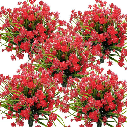 Premium UV Resistant Artificial Flowers 10 Bundles Fake Plants for Outdoor Porch Patio Garden Hanging Planter Decor