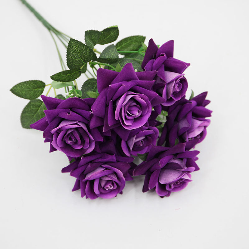 15" Artificial Rose Bush with 7 Blooms, Silk-Like Fabric Floral Stems for Home Decor, Weddings & Events