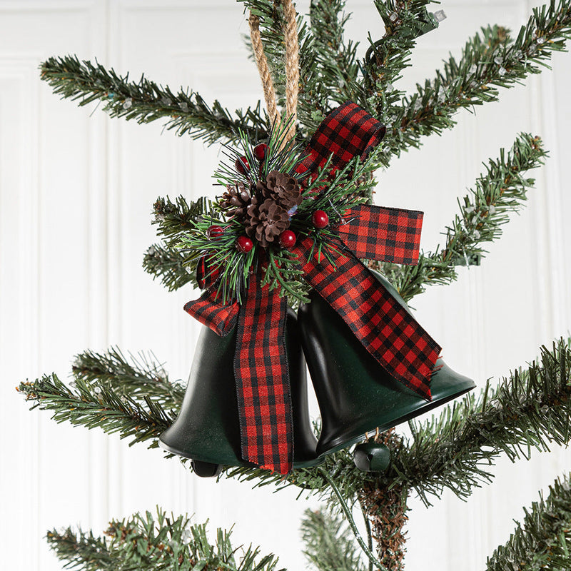 Christmas Iron Bell Ornaments with Pine Cone and Berry Hanging Decorations, Bulk Set