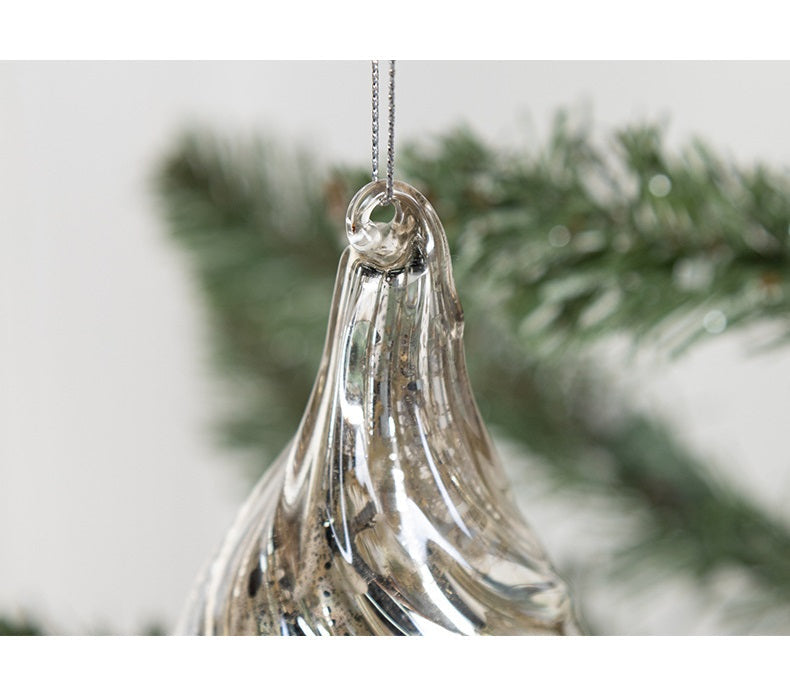 Bulk Christmas Glass Ornaments 12 Pcs Sparkle Helical Drop Decorations for Christmas Tree