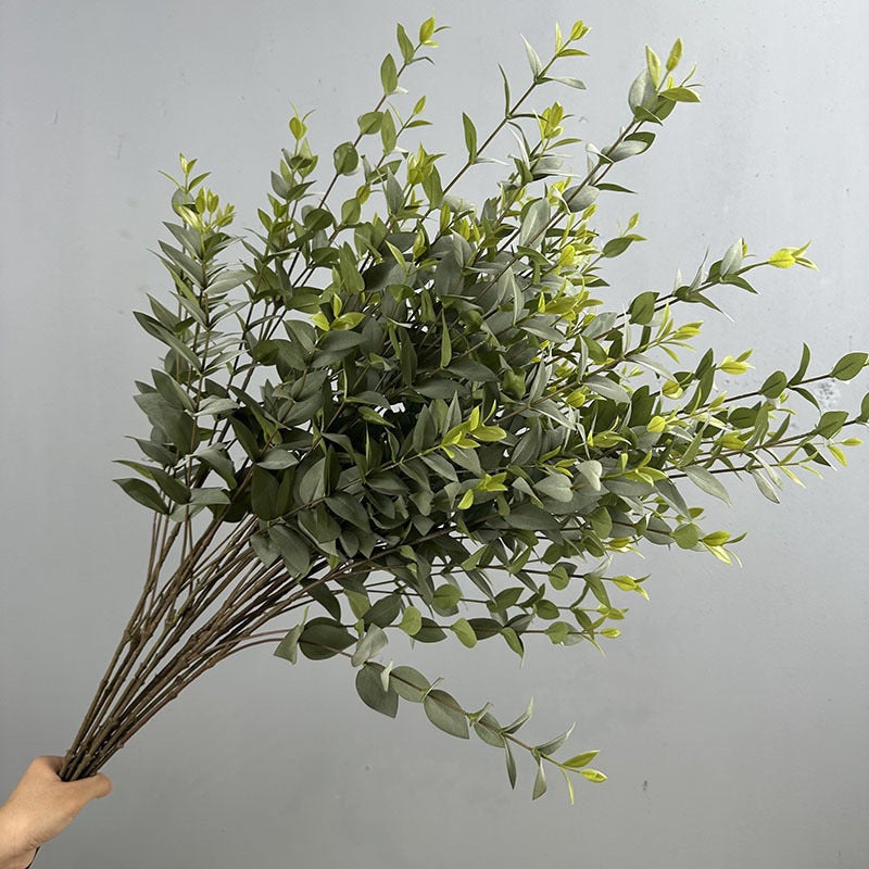 Artificial Eucalyptus Stem, Single Stem with 9 Branches, Faux Silk Fabric Greenery, Bendable, for Wedding, Home Decor & Events