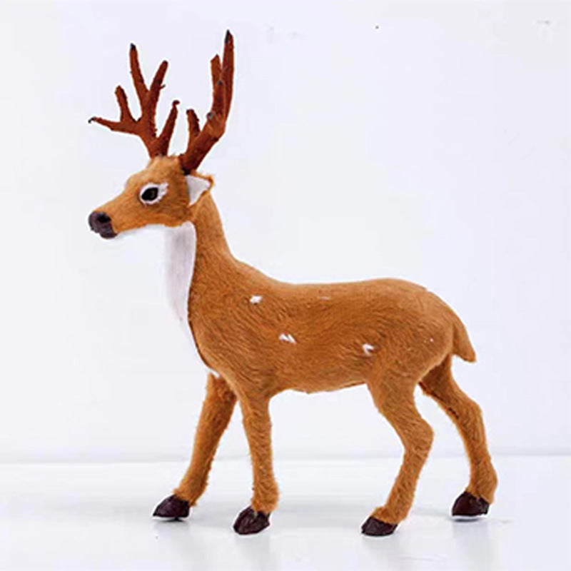 Christmas Sika Deer Ornament Plush Toy Bulk Set for Home Table Decoration
